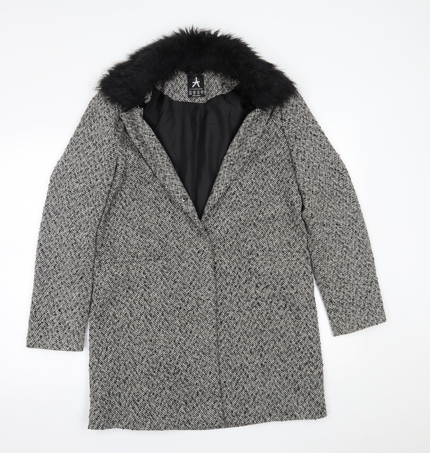 Primark Womens Grey Check  Overcoat Coat Size 12