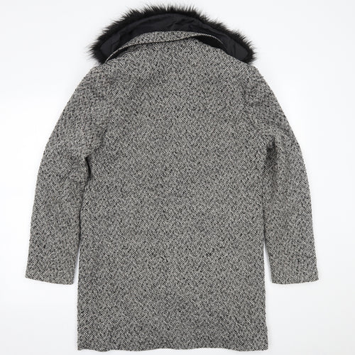 Primark Womens Grey Check  Overcoat Coat Size 12