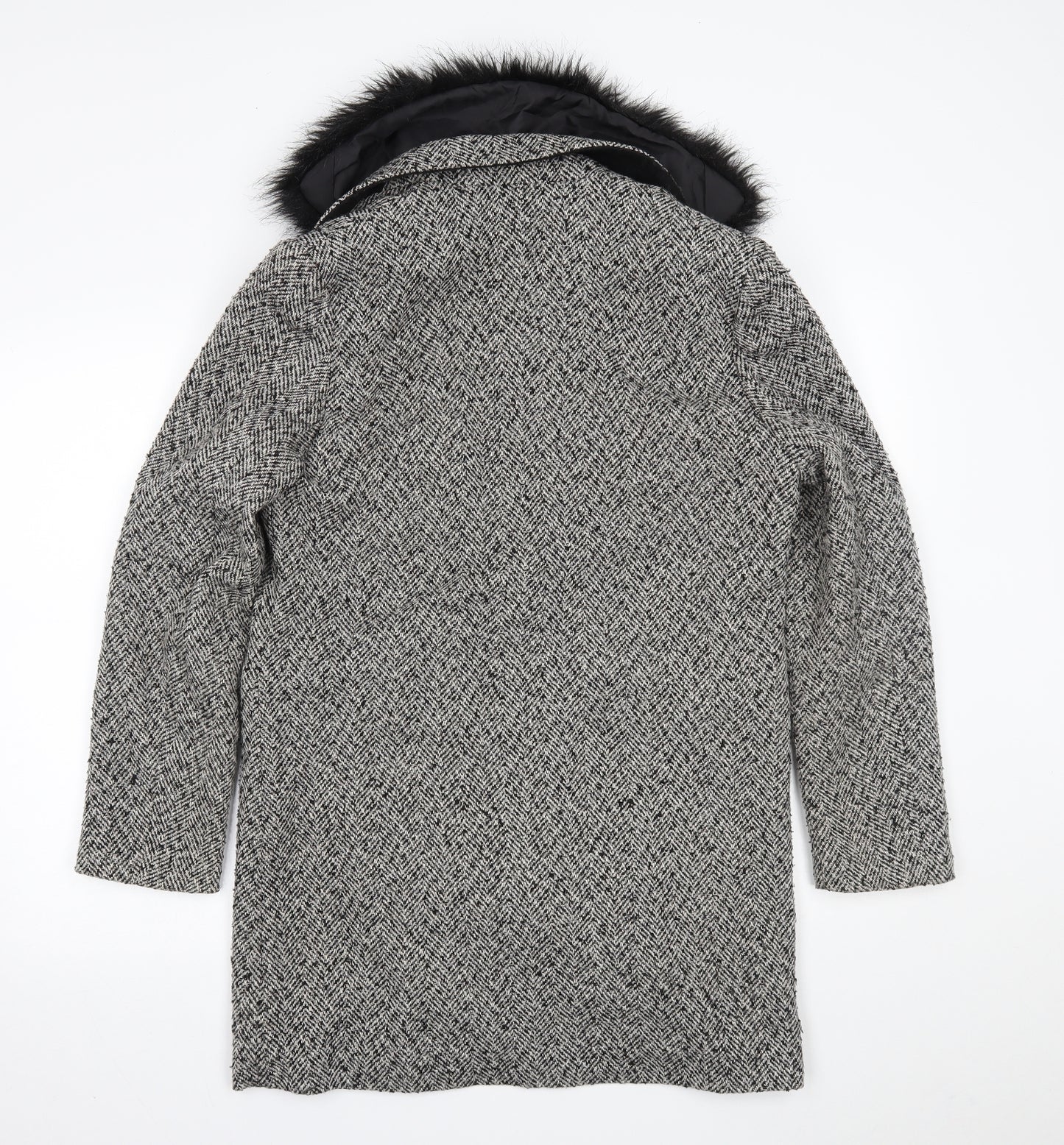 Primark Womens Grey Check  Overcoat Coat Size 12