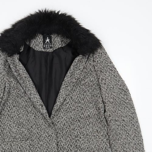 Primark Womens Grey Check  Overcoat Coat Size 12