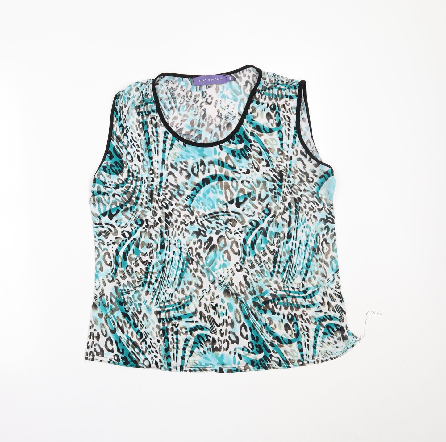 Autonomy Womens Blue Animal Print  Pullover Tank Size 14