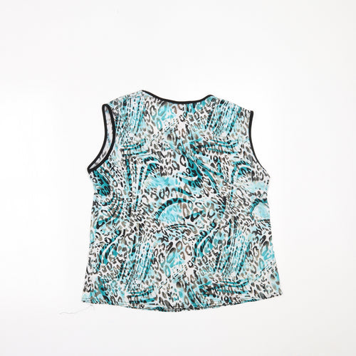 Autonomy Womens Blue Animal Print  Pullover Tank Size 14