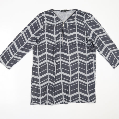 Love Leisure Womens Blue Geometric  Basic Blouse Size 16
