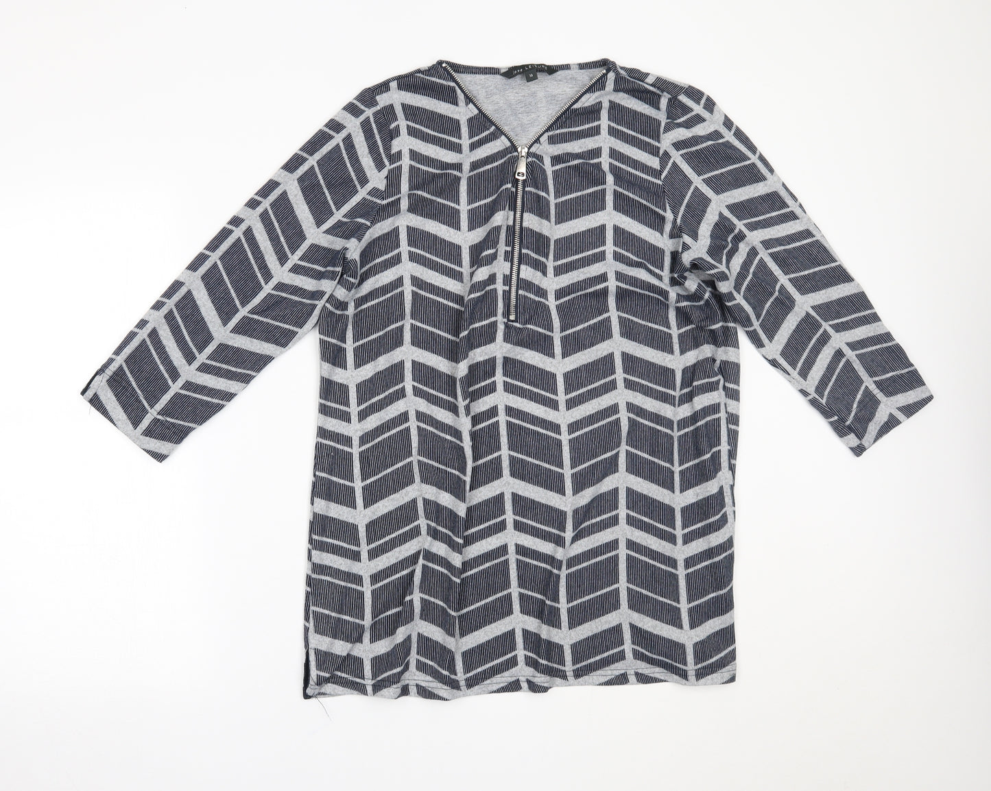 Love Leisure Womens Blue Geometric  Basic Blouse Size 16
