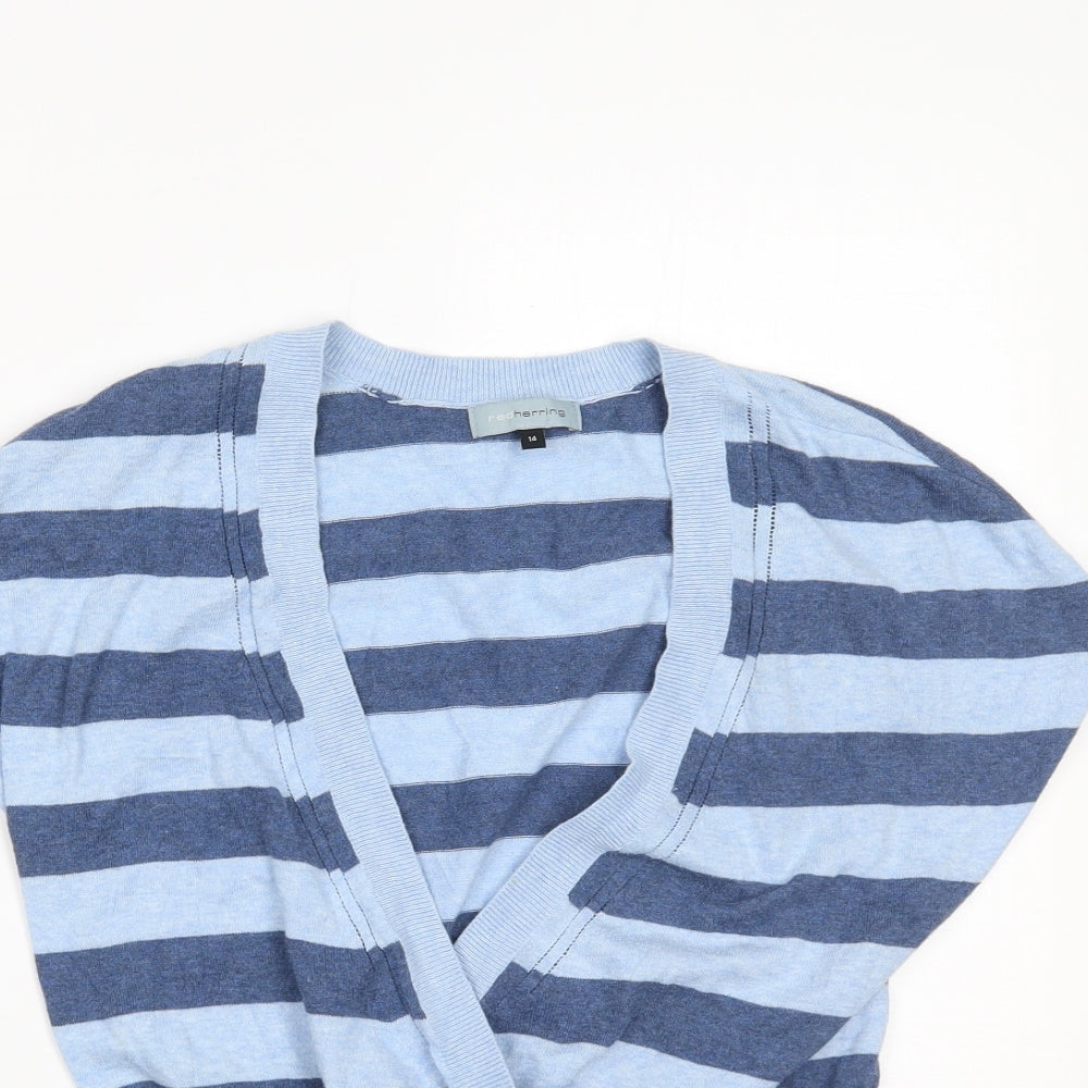 Red Herring Womens Blue Striped  Cardigan Jumper Size 14