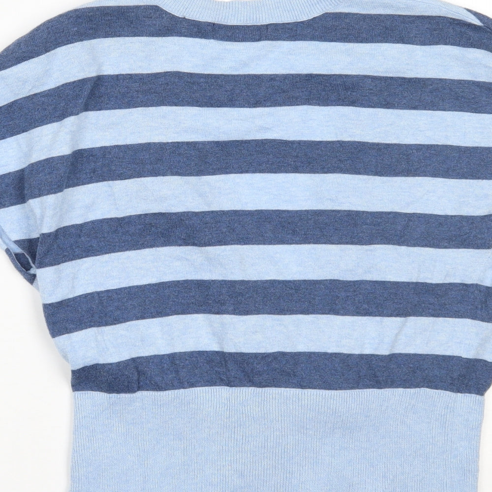 Red Herring Womens Blue Striped  Cardigan Jumper Size 14