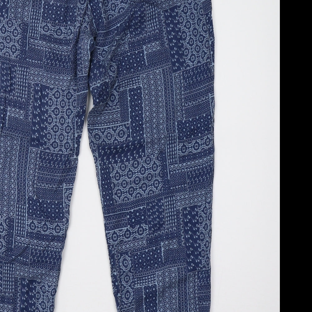 Sainsburys Womens Blue Geometric  Trousers  Size 14 L29 in