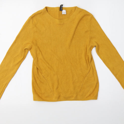 H&M Womens Yellow  Knit Pullover Sweatshirt Size L