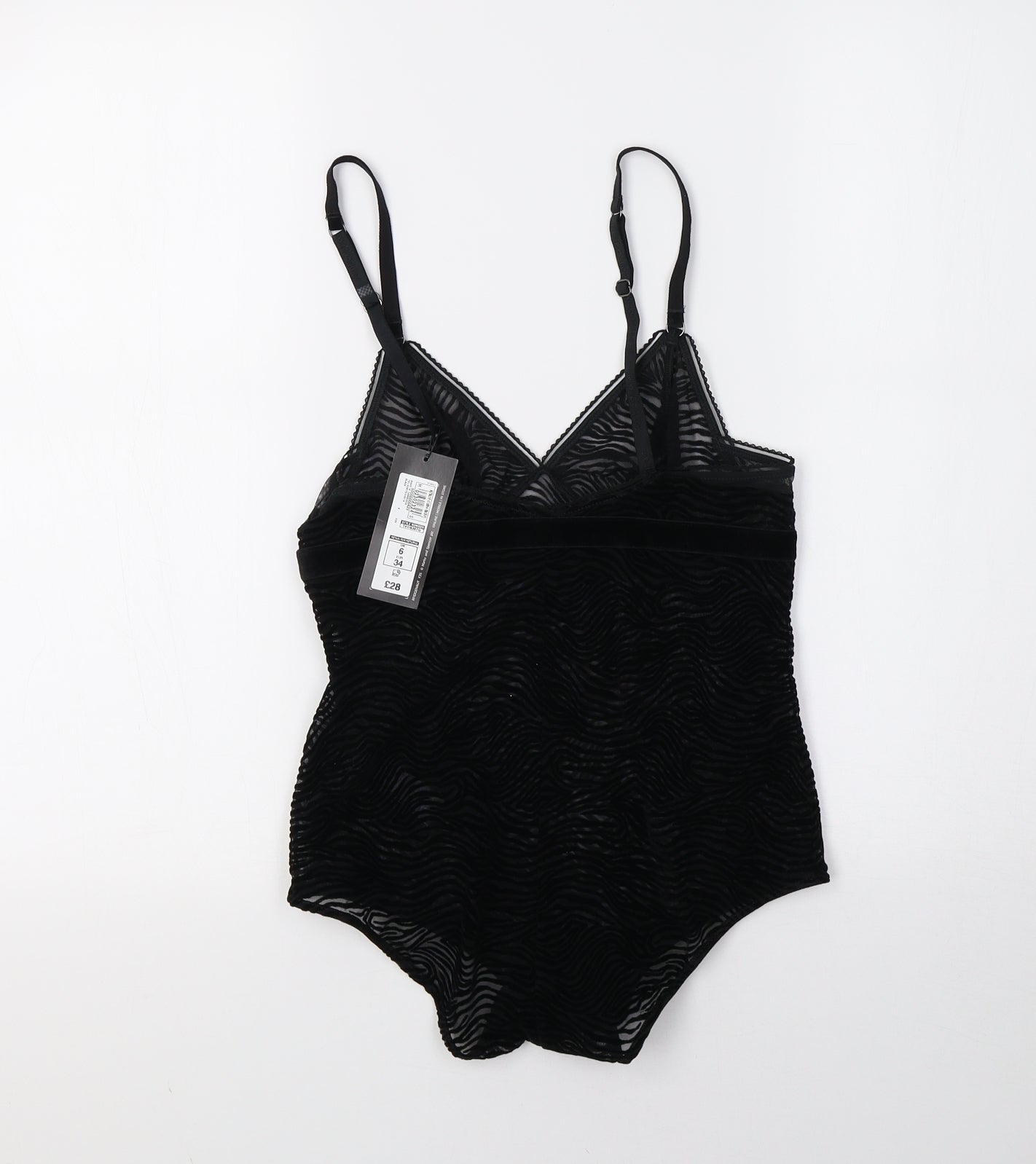 Marks and Spencer Womens Black  Mesh Bodysuit One-Piece Size 6