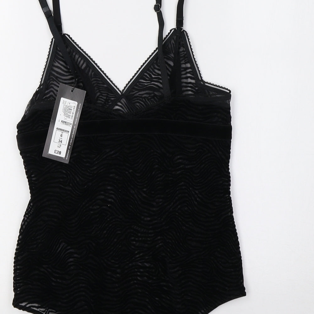 Marks and Spencer Womens Black  Mesh Bodysuit One-Piece Size 6