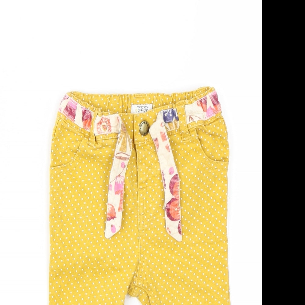 mamas & papas Baby Yellow Polka Dot  Jogger Trousers Size 6-9 Months