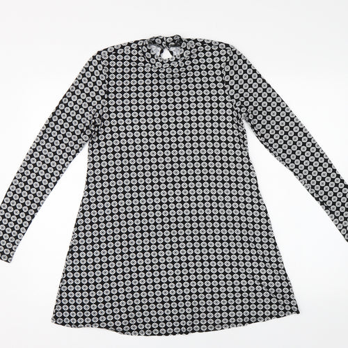 Dorothy Perkins Womens Black Geometric  Tunic Blouse Size 10