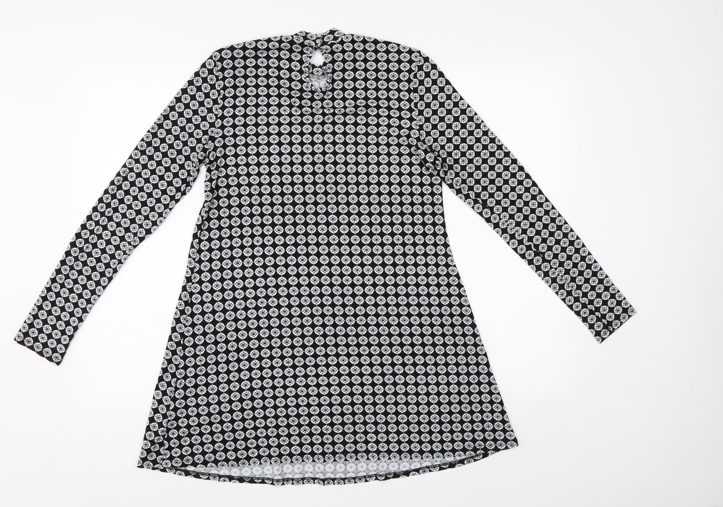 Dorothy Perkins Womens Black Geometric  Tunic Blouse Size 10