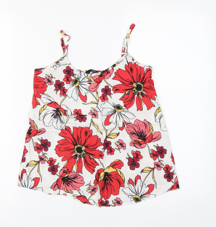 F&F Womens White Floral Camisole Tank Size 6