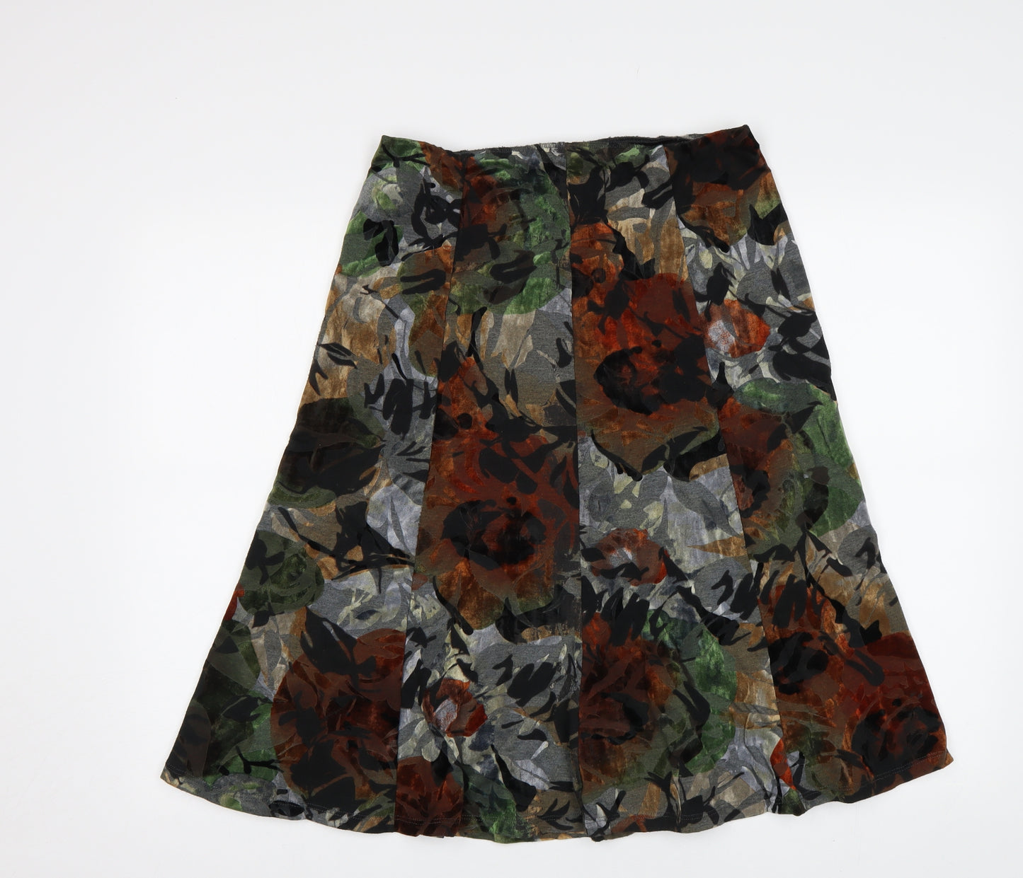M&S Womens Brown Floral  A-Line Skirt Size 10