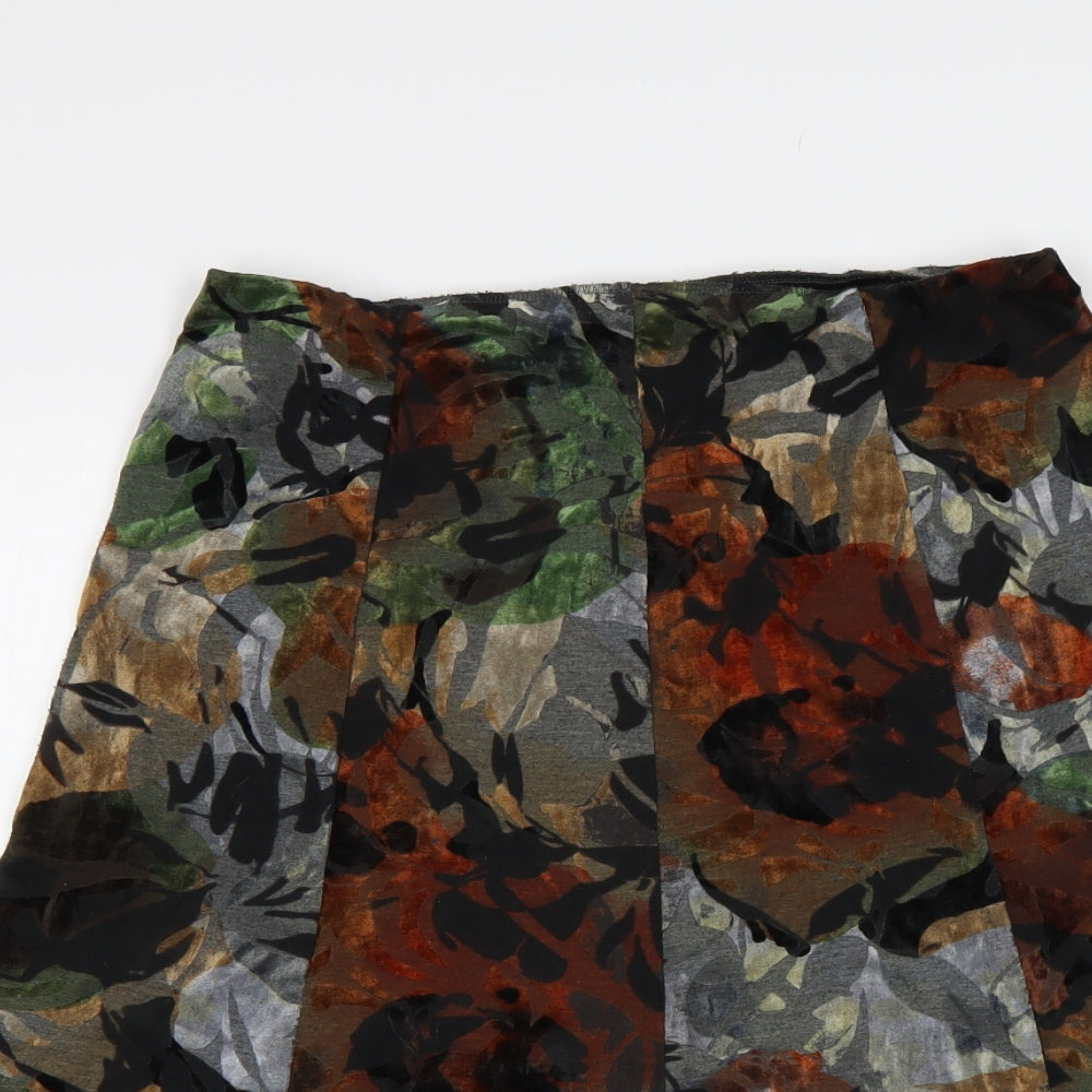 M&S Womens Brown Floral  A-Line Skirt Size 10