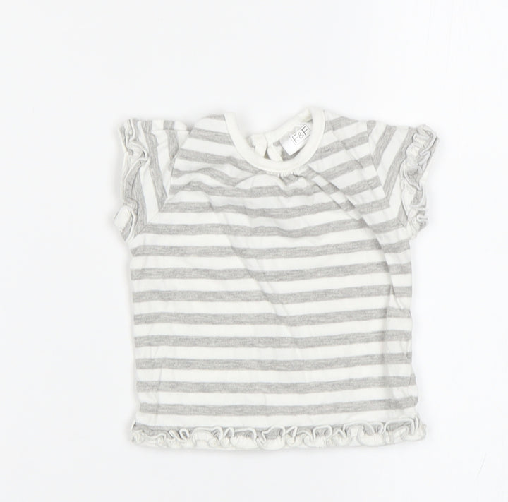 F&F Baby Grey Striped Basic T-Shirt Size 0-3 Months