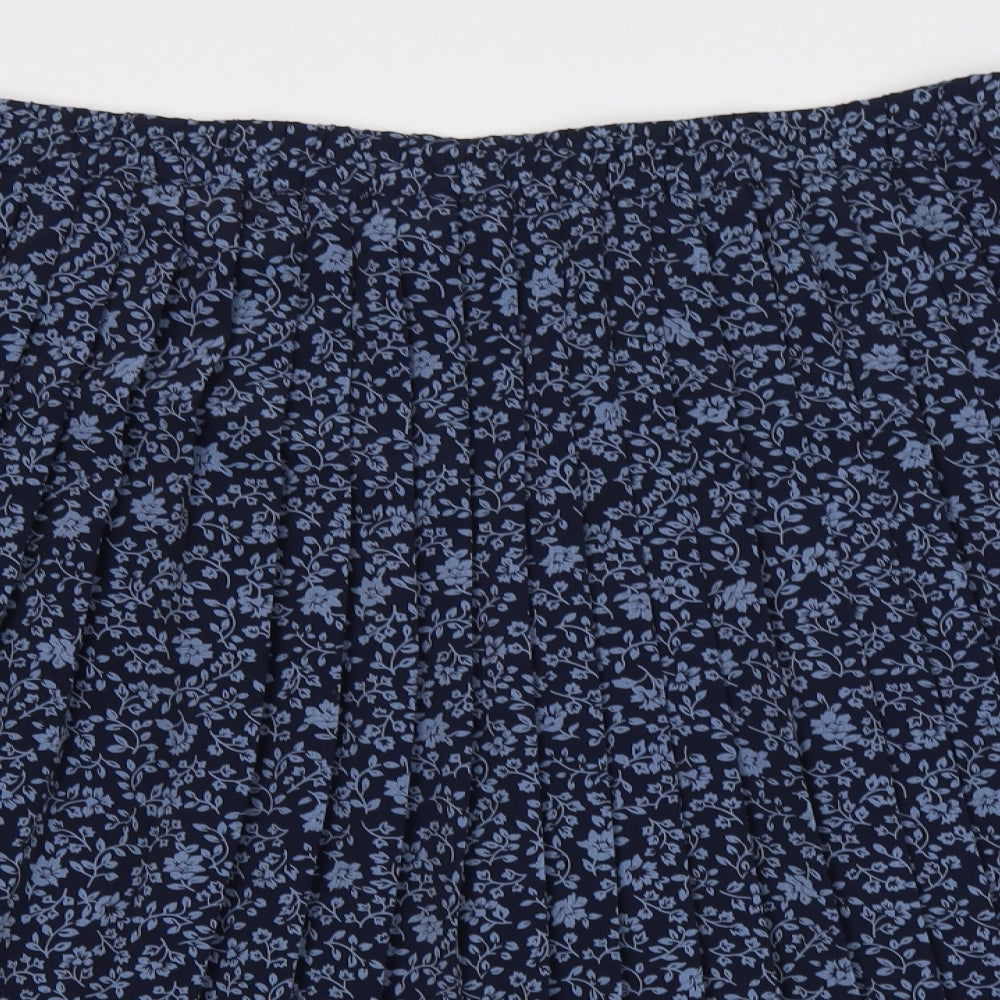 Debenhams Womens Blue Floral  Pleated Skirt Size 18