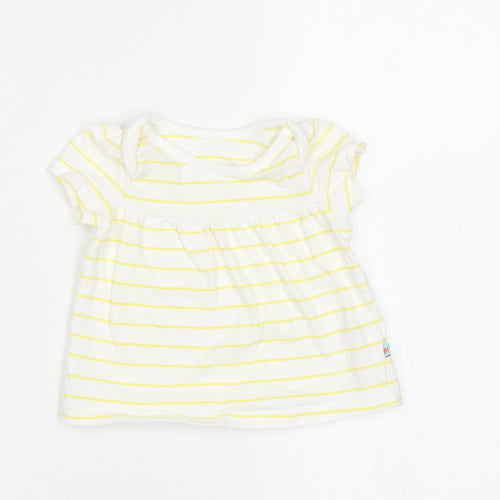 Mothercare Baby White Striped  Basic T-Shirt Size 0-3 Months