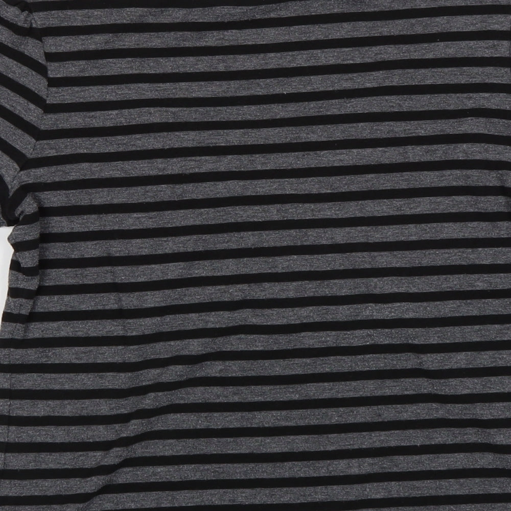 M&S Womens Grey Striped  Basic T-Shirt Size 14