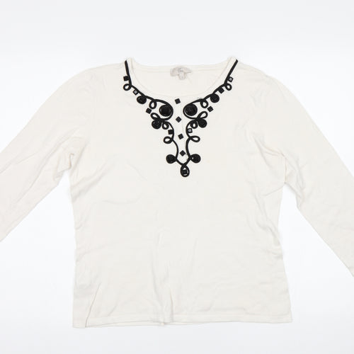 CC Womens White   Pullover Jumper Size M  - Embelished Neckline