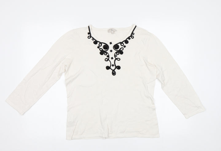 CC Womens White Pullover Jumper Size M - Embelished Neckline