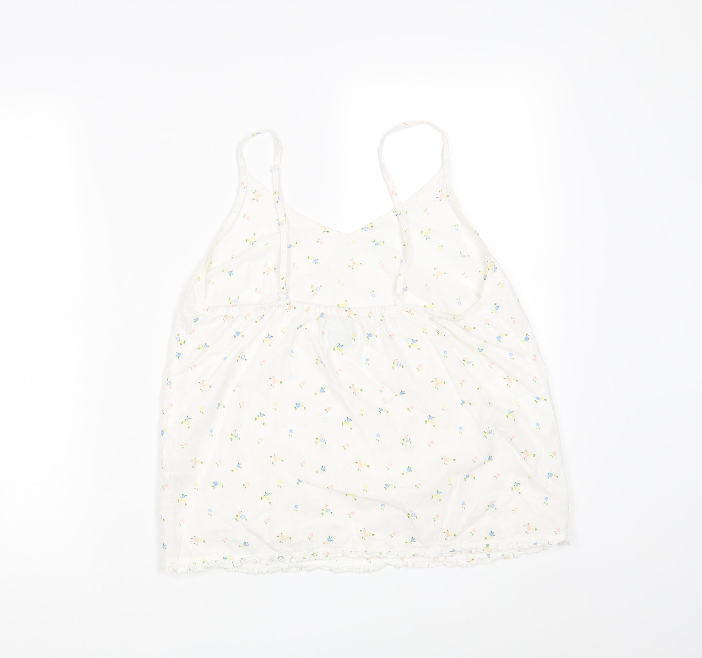 Time To Dream Womens White Floral  Cami Pyjama Top Size 10