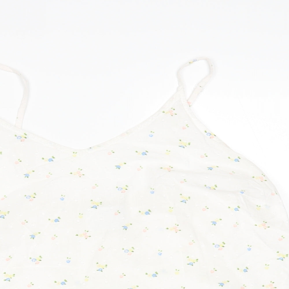 Time To Dream Womens White Floral  Cami Pyjama Top Size 10