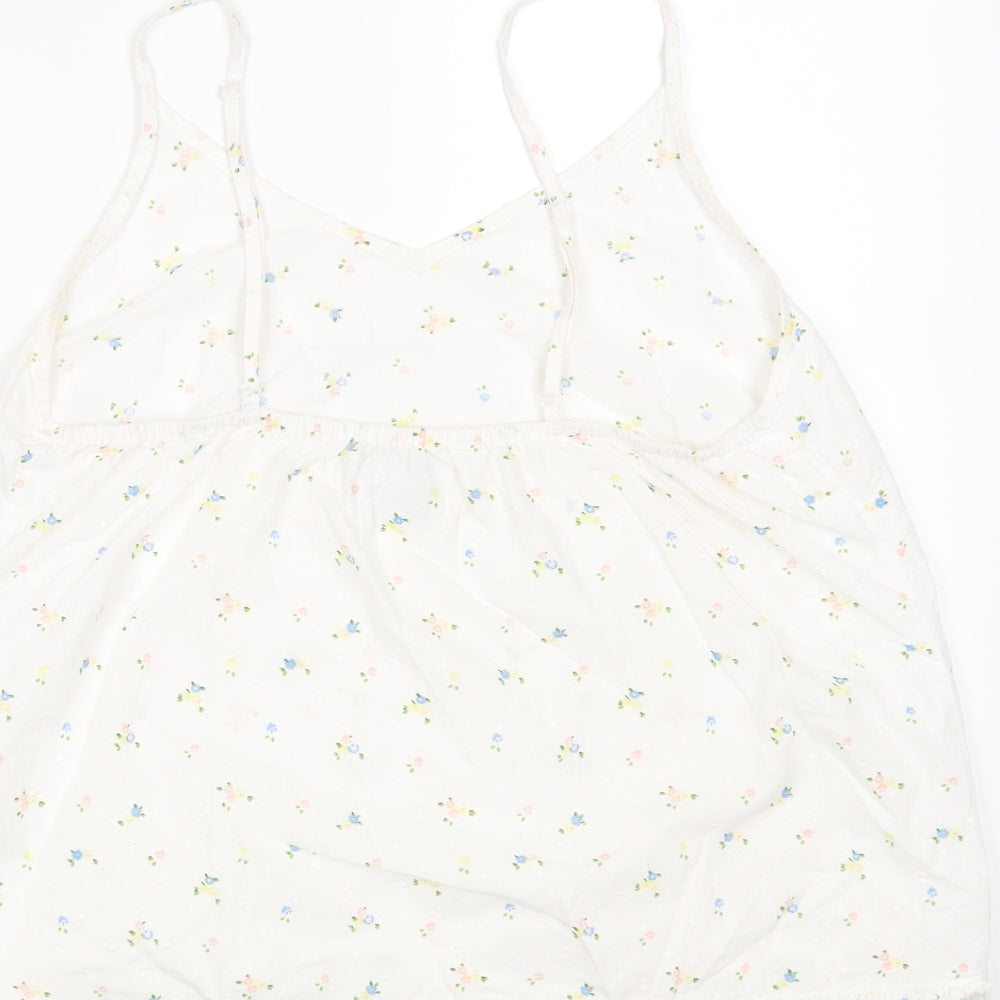 Time To Dream Womens White Floral  Cami Pyjama Top Size 10