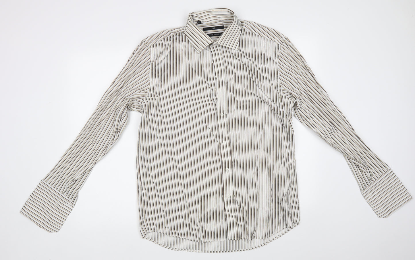 NEXT Mens Beige Striped   Dress Shirt Size 17