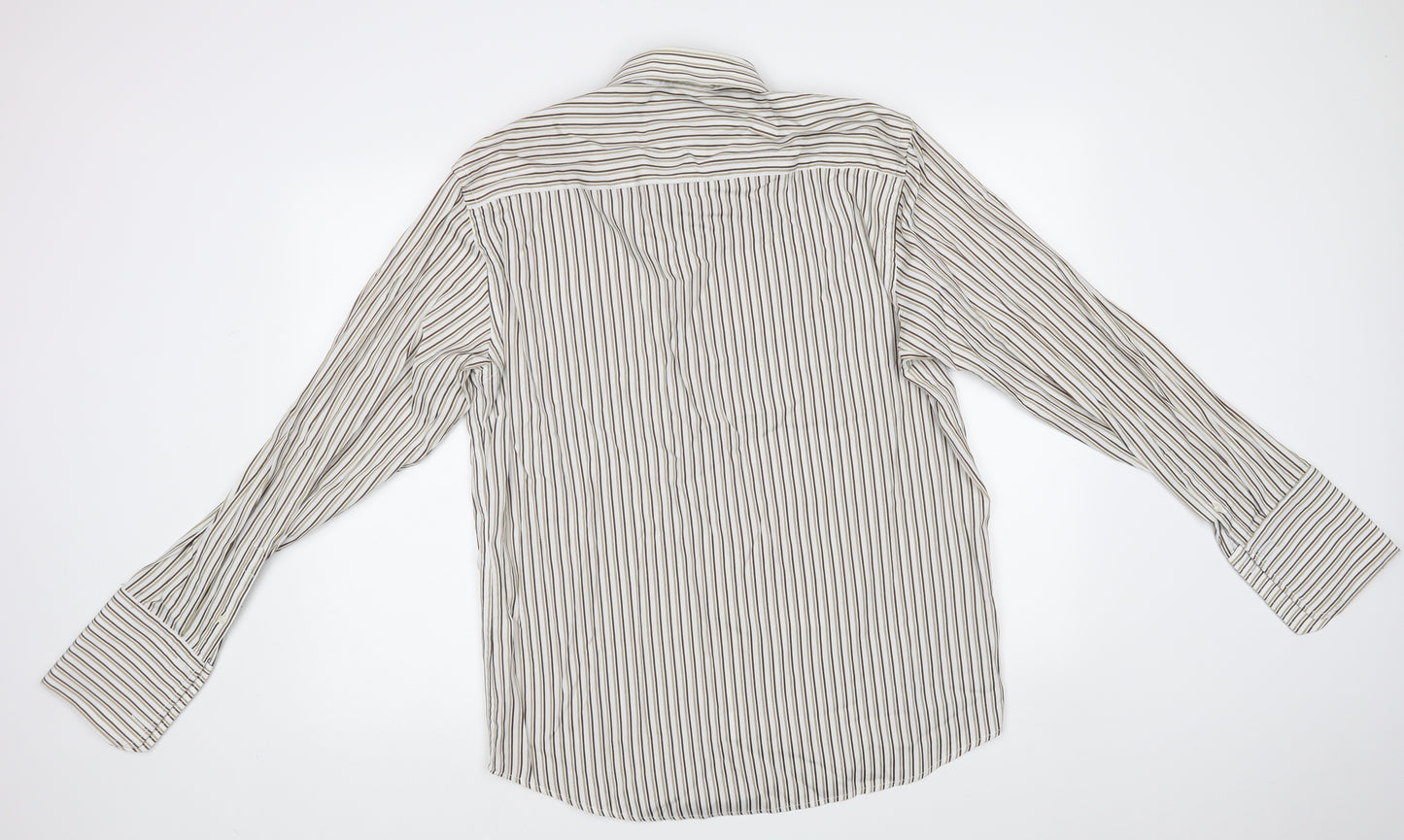 NEXT Mens Beige Striped   Dress Shirt Size 17
