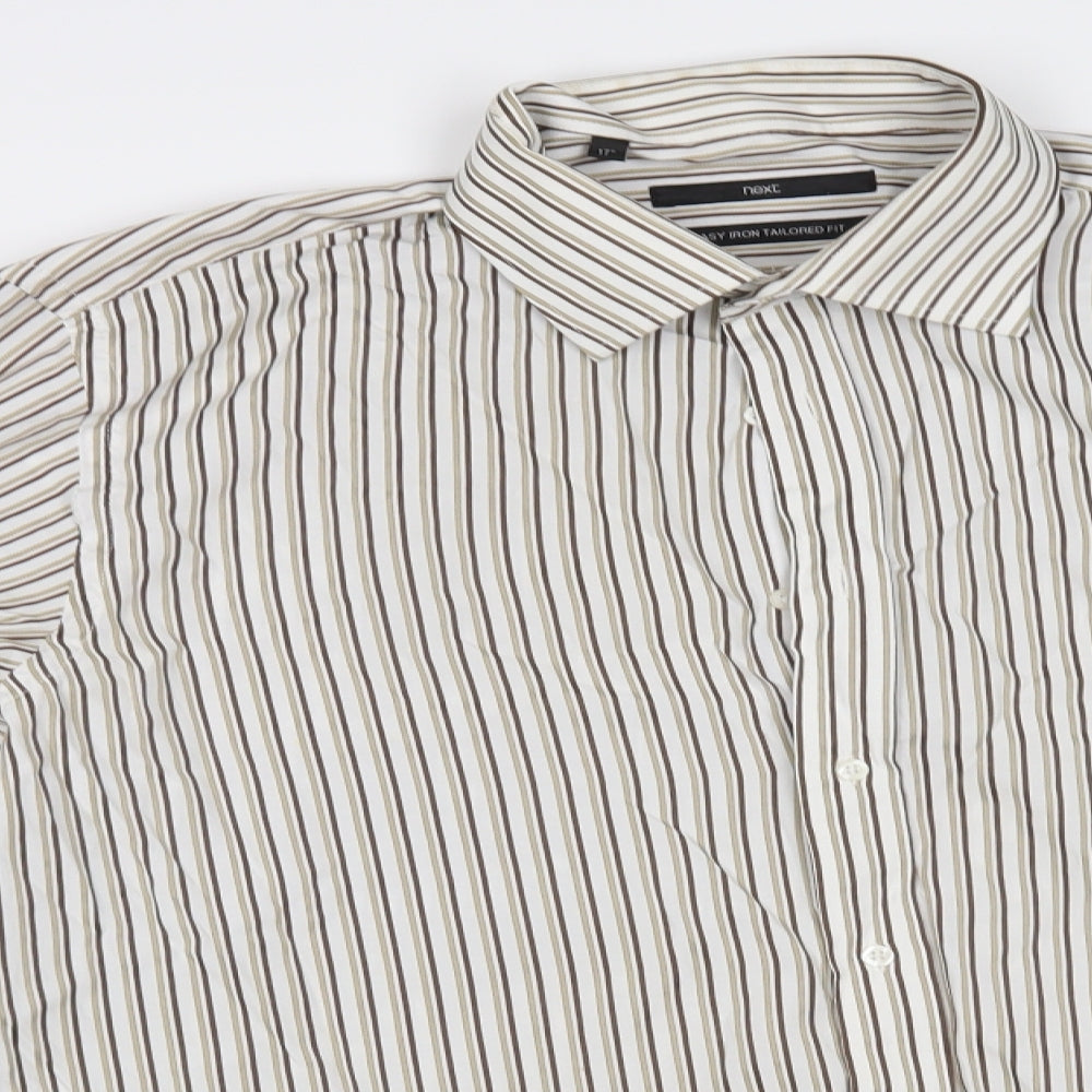 NEXT Mens Beige Striped   Dress Shirt Size 17