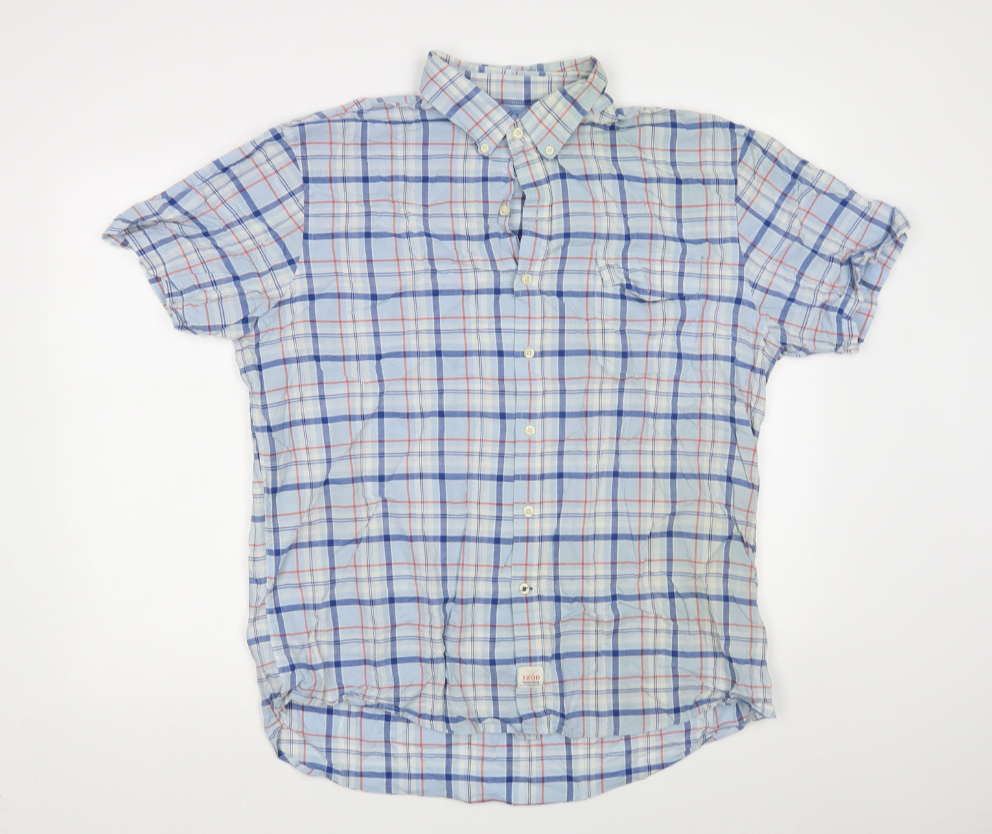 IZOD Mens Blue Check   Button-Up Size XL