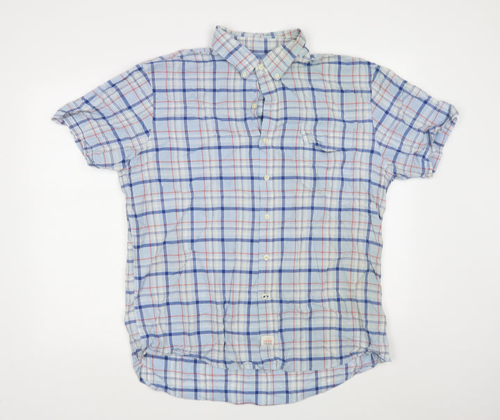 IZOD Mens Blue Check   Button-Up Size XL