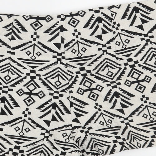 Miss Selfridge Womens White Geometric  Hot Pants Shorts Size 10