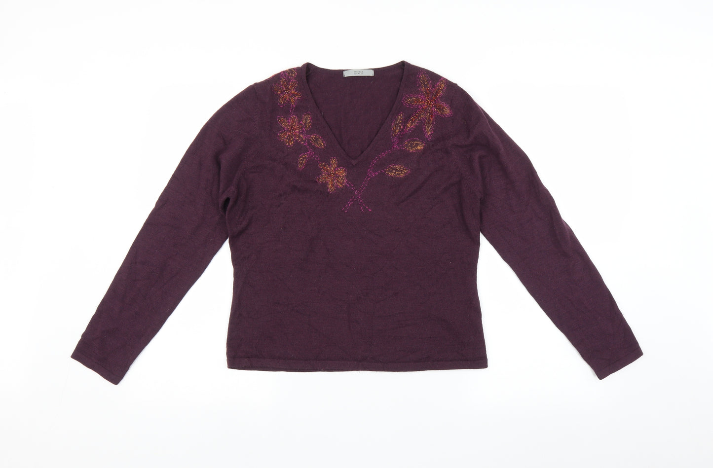 Marks and Spencer Womens Purple Floral  Pullover Jumper Size 12