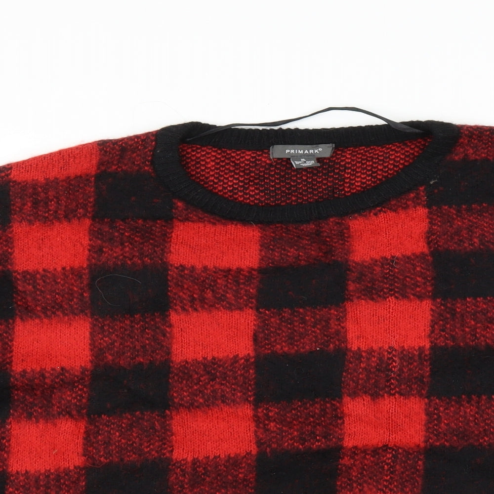 Primark Womens Red Check  Pullover Jumper Size XL