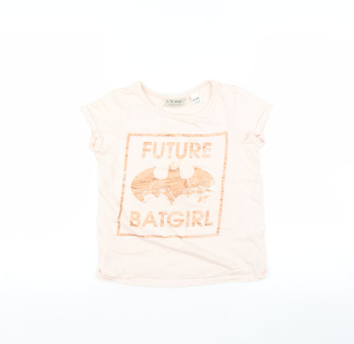 NEXT Girls Pink   Basic T-Shirt Size 8 Years  - batgirl