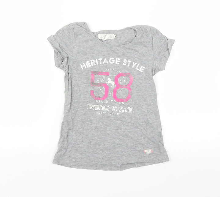 H&M Girls Grey   Basic T-Shirt Size 9-10 Years  - Heritage state