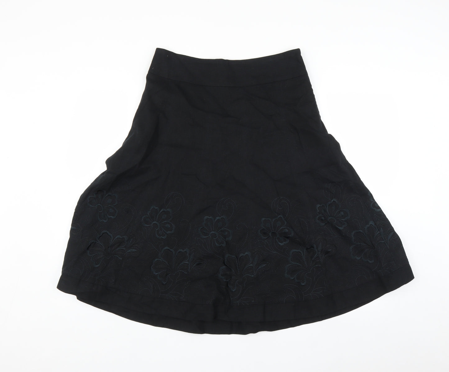 Marks and Spencer Womens Black Floral  Pleated Skirt Size 12