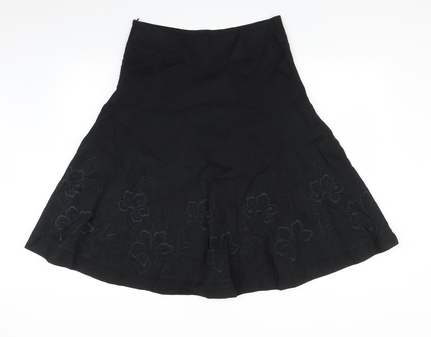 Marks and Spencer Womens Black Floral  Pleated Skirt Size 12