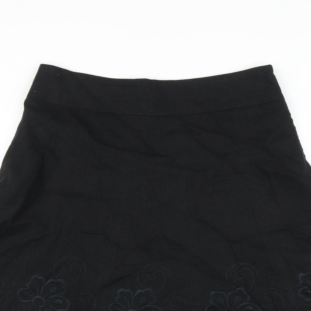 Marks and Spencer Womens Black Floral  Pleated Skirt Size 12