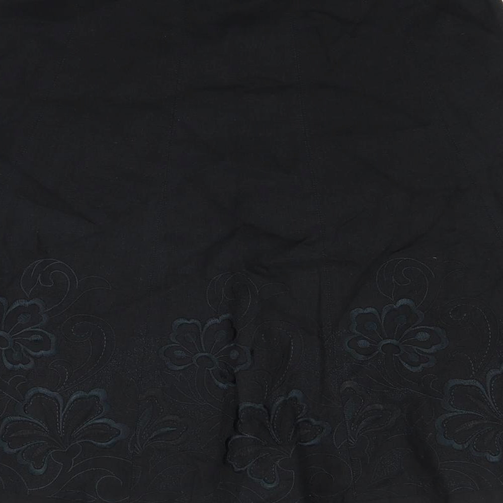 Marks and Spencer Womens Black Floral  Pleated Skirt Size 12