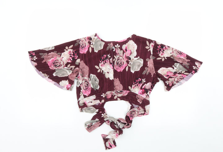 New Look Womens Purple Floral  Basic Blouse Size 8