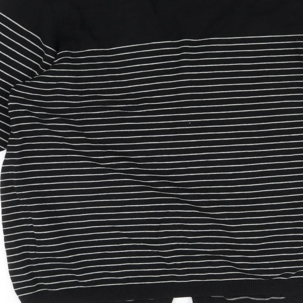 Bench Mens Black Striped  Cardigan Jumper Size XL