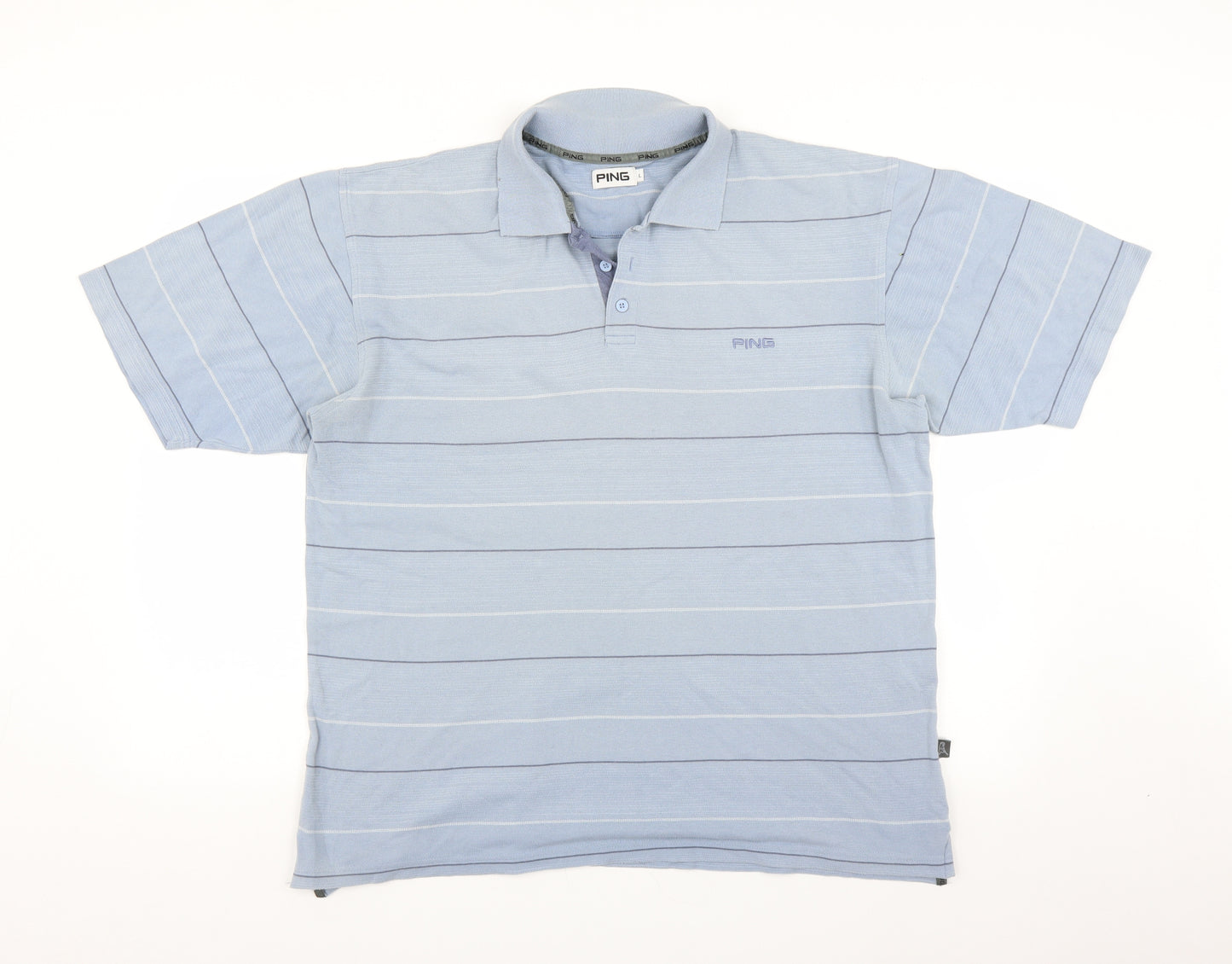 Ping Mens Blue Striped   Polo Size L