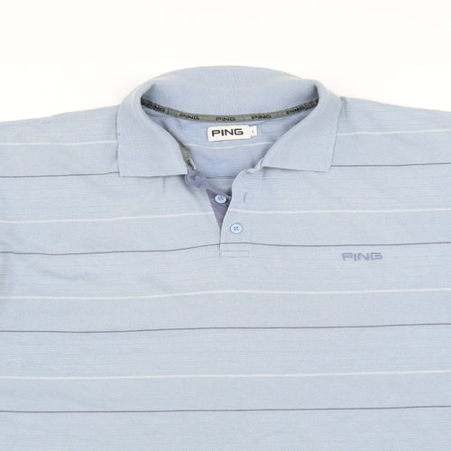 Ping Mens Blue Striped   Polo Size L