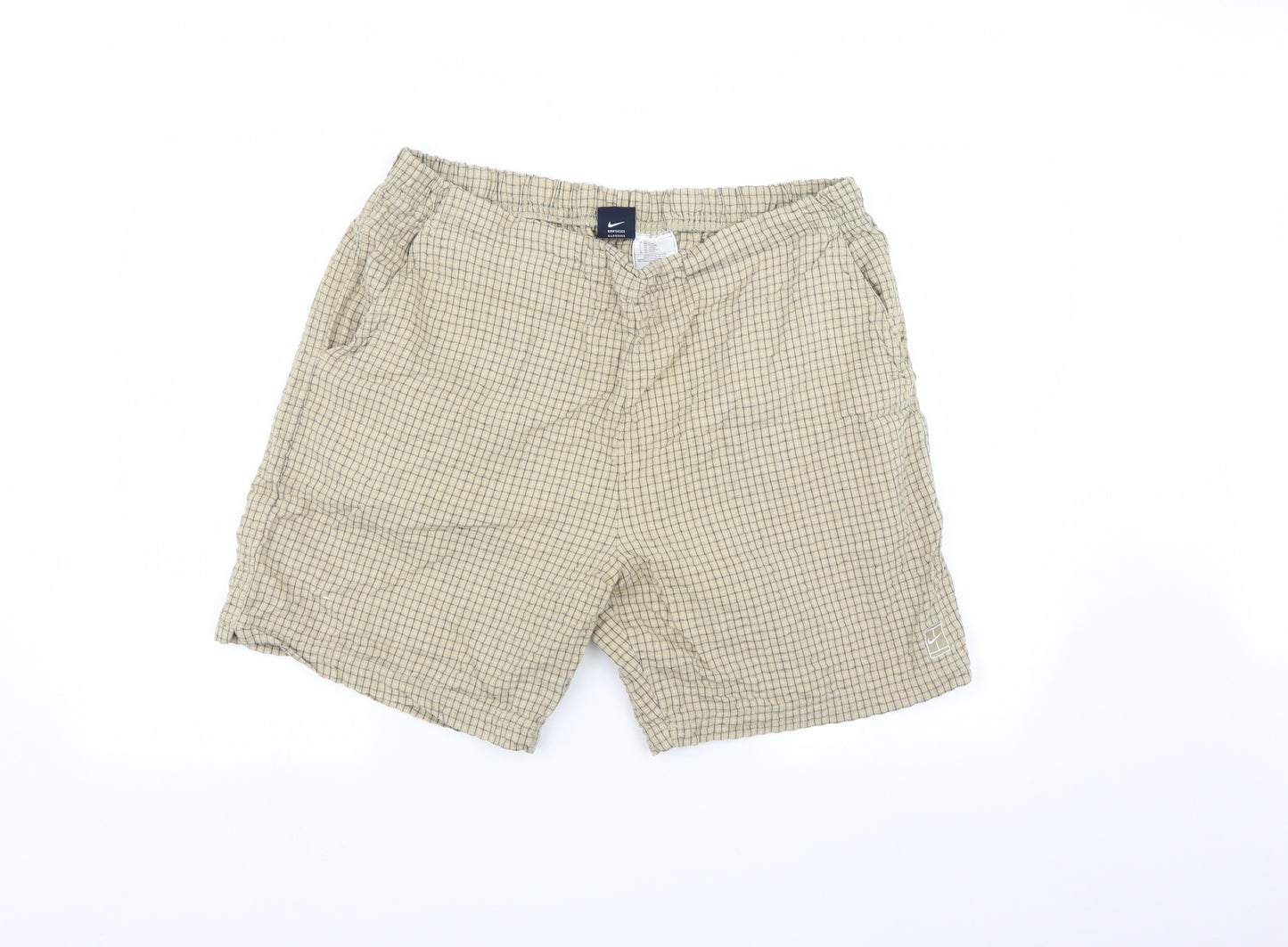 Nike Mens Beige Check  Sweat Shorts Size L