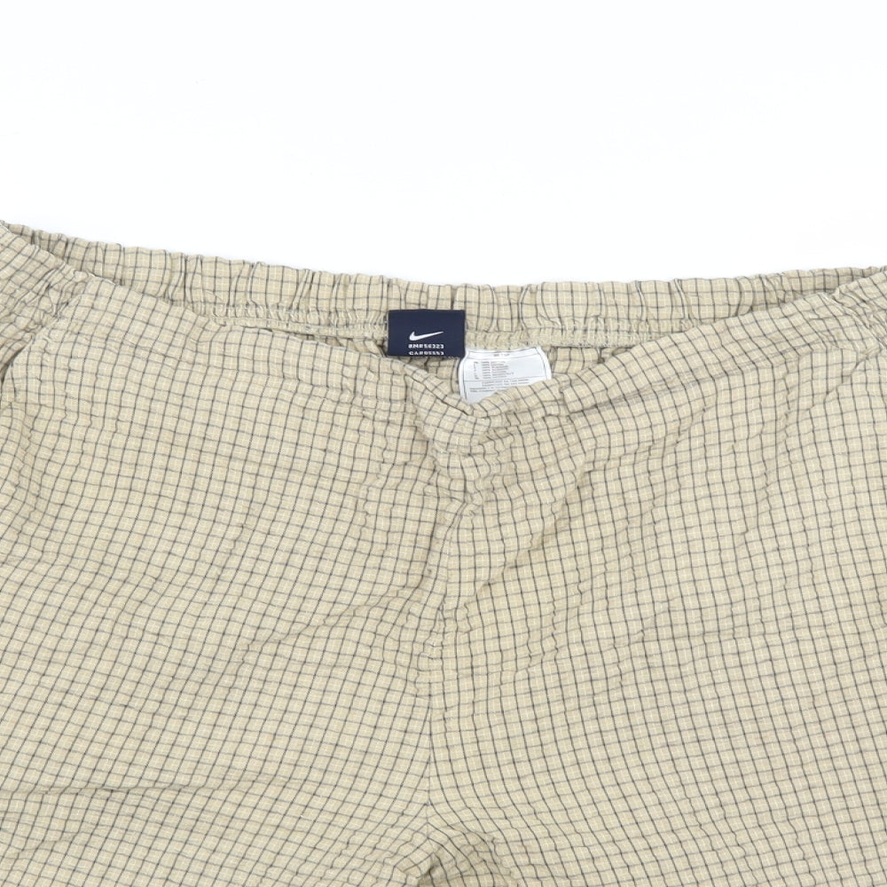 Nike Mens Beige Check  Sweat Shorts Size L