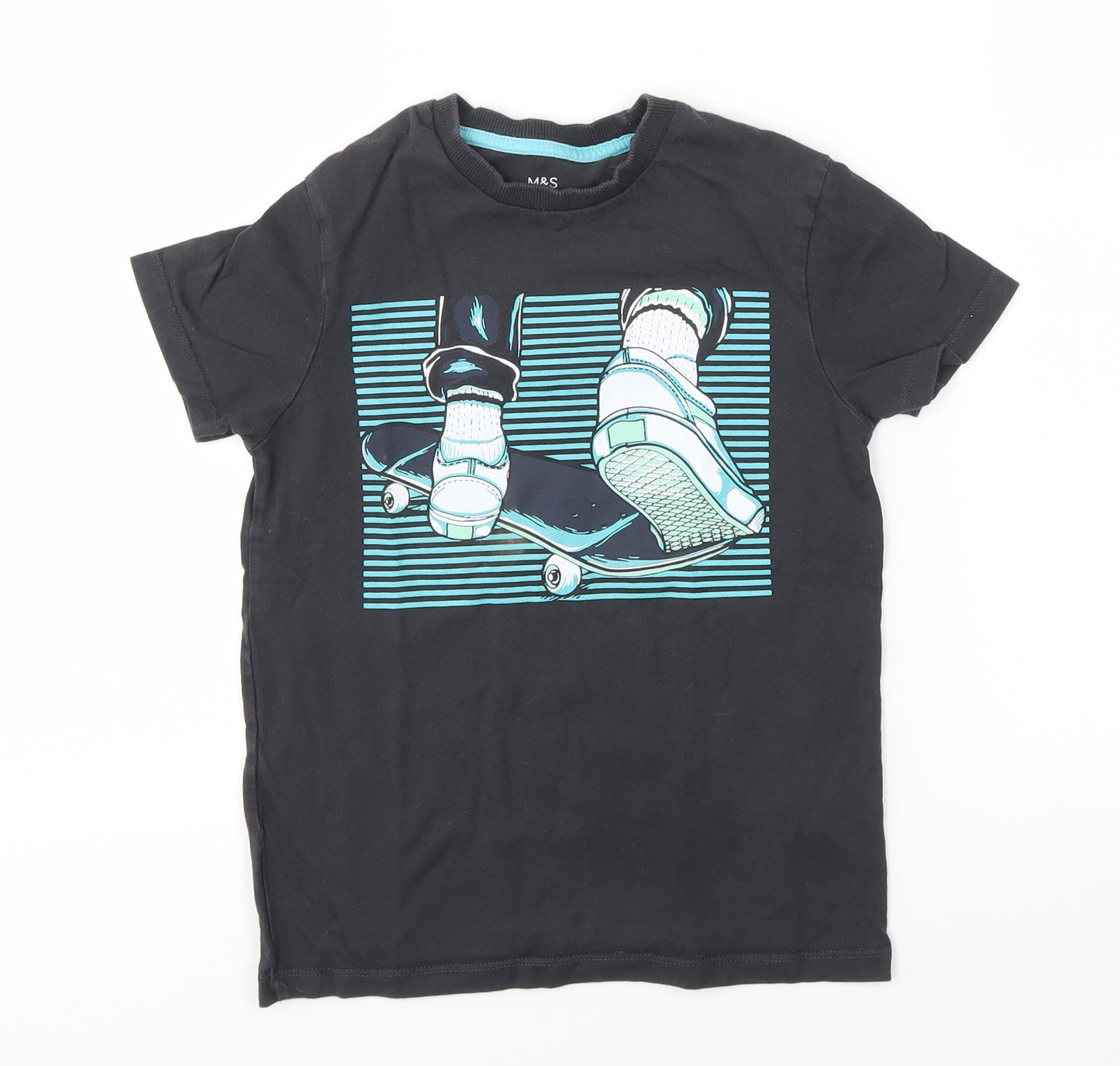 M&S Boys Grey   Basic T-Shirt Size 7-8 Years